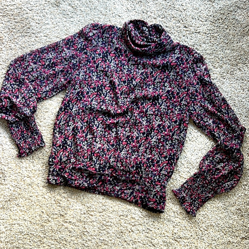 Evereve Floral Smocked Waist Floral Blouse - Medium